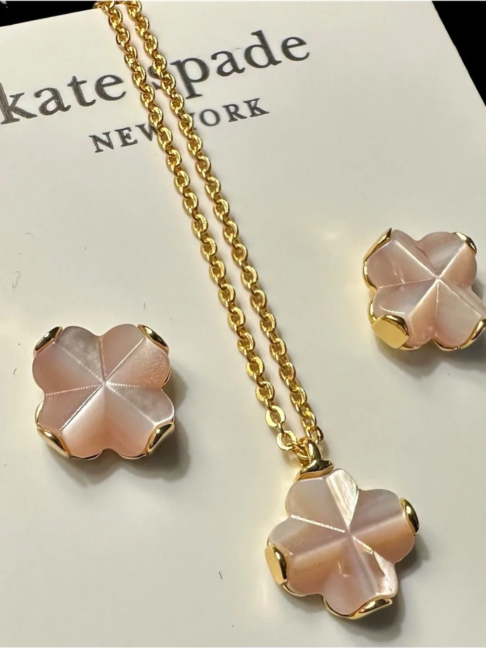 New Kate Spade New York Spade Flower Gold Studs on Kate Spade Earring Card